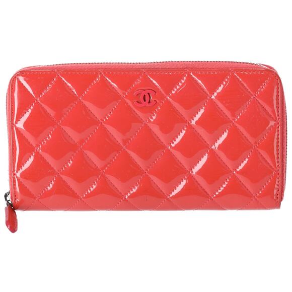 CHANEL Matelasse Long Wallet Pink Patent Leather - Picture 1 of 7